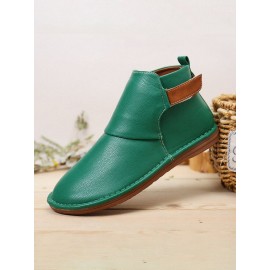 Hook Loop Splicing Slip Resistant Slip On Flat Ankle Casual Short Boots For Women
