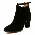 Solid Buckle Block Zipper Boots