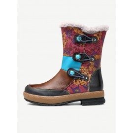 Mongolia Style Plush Genuine Leather Zipper Warm Comfortable Flat Boots