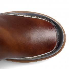 Mongolia Style Plush Genuine Leather Zipper Warm Comfortable Flat Boots