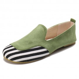 Large Size Women Retro Round Toe Splicing Slip On Flat Loafers