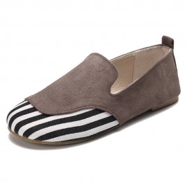 Large Size Women Retro Round Toe Splicing Slip On Flat Loafers