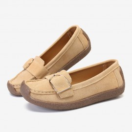 Women Buckle Decoration Comfy Soft Sole Casual Loafers