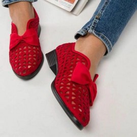 Plus Size Casual Butterfly Knot Hollow White Shoes for Women