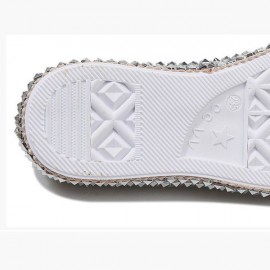 Plus Size Fashion Canvas Rivet Decoration Slip Resistant Flat Causal Shoes