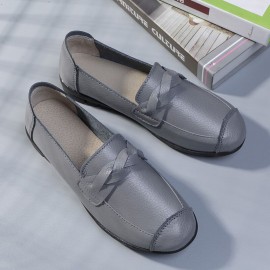 Women Solid Color Slip On Lazy Flat Shoes