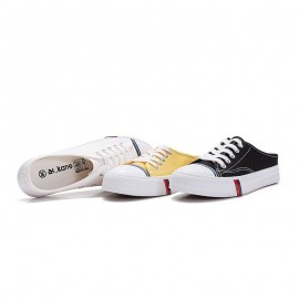 Women Canvas Slip Resistant Half Drag Flat Slip On Casual Shoes