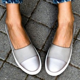 Plus Size Women Casual Splicing Slip On Flats