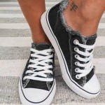 Women Casual Canvas Comfy Lace Up Flat Shoes