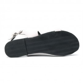 Plus Size Women Casual Clip Toe Hollow Black Buckle Flat Sandals