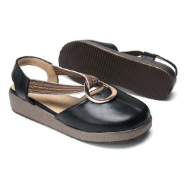 Large Size Women Casual Closed Toe Elastic Band Flat Sandals