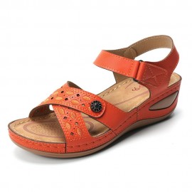 Stitching Cross Strap Hook Loop Lightweight Summer Casual Sandals