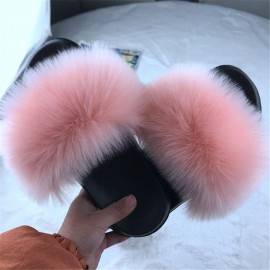 Plus Size Women Plush Decor Comfy Non Slip Sliders Slippers