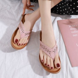 Rhinestone Clip Toe Holiday Hollow Out Flip Flops Beach Slippers