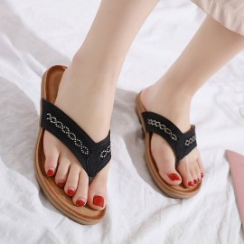 Rhinestone Clip Toe Holiday Hollow Out Flip Flops Beach Slippers