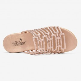 Women Rhinestone Decor Hollow Out Platform Casual Slippers